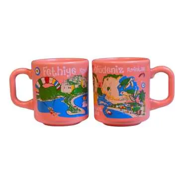 Fethiye Region Themed Traditional Ceramic Cappuccino Mug - 5