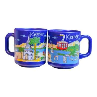Kemer Themed Traditional Ceramic Cappuccino Mug - 3
