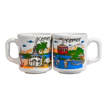 Kemer Themed Traditional Ceramic Cappuccino Mug - 4