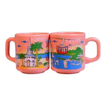 Kemer Themed Traditional Ceramic Cappuccino Mug - 5