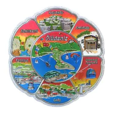 Fethiye Themed Metallic Refrigerator Magnet 70mm