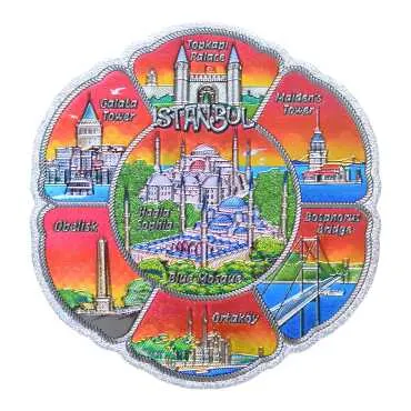 Istanbul Themed Metallic Refrigerator Magnet 70mm