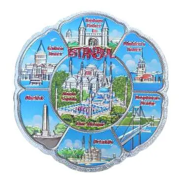 Istanbul Themed Metallic Refrigerator Magnet 70mm - 2