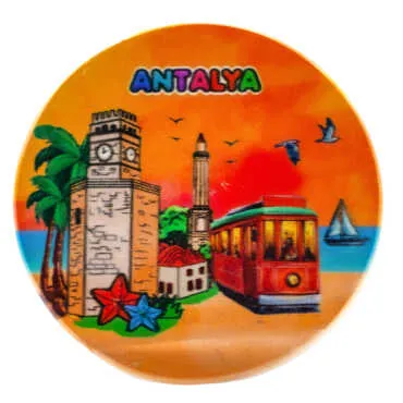Antalya Temalı Uv Yuvarlak Yöresel Bardakaltı 87 Mm