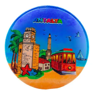 Antalya Temalı Uv Yuvarlak Yöresel Bardakaltı 87 Mm - 2