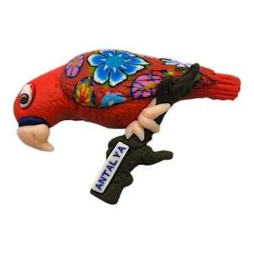 Antalya Themed Parrot on Branch Refrigerator Magnet