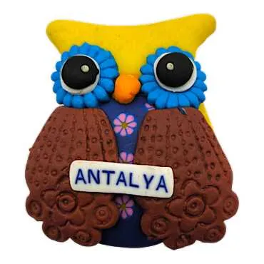 Antalya Themed Owl Fimo Refrigerator Magnet - 4
