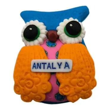 Antalya Themed Owl Fimo Refrigerator Magnet - 5