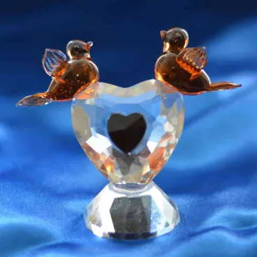 Crystal Heart Double Bird Figurine - 2
