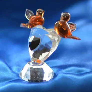 Crystal Heart Double Bird Figurine - 4