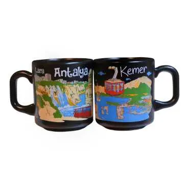 Antalya Themed Traditional Ceramic Cappuccino Mug - 3