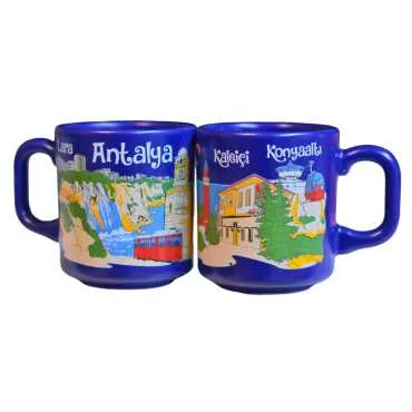 Antalya Themed Traditional Ceramic Cappuccino Mug - 4