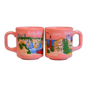 Antalya Themed Traditional Ceramic Cappuccino Mug - 6