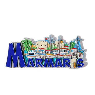 Marmaris Themed Colorful Metal Refrigerator Magnet