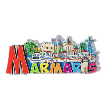 Marmaris Themed Colorful Metal Refrigerator Magnet - 7