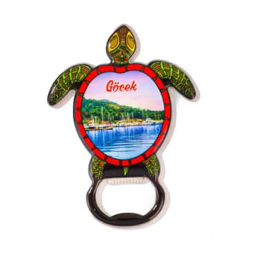 Göcek Temalı Myros Metal Kaplumbağa Açacak Magnet 103x75 mm