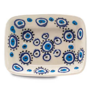 Embossed Nazar Rectangular Snack Plate - Standart - 2