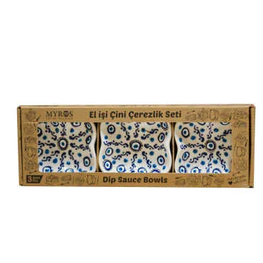 Embossed Nazar Clover Triple Compartment Snack Dish in Gift Box