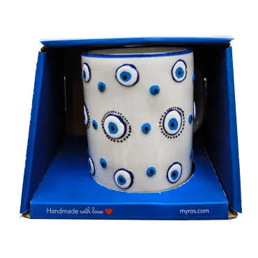 Embossed Ceramic Evil Eye Mug in Gift Box - Standart