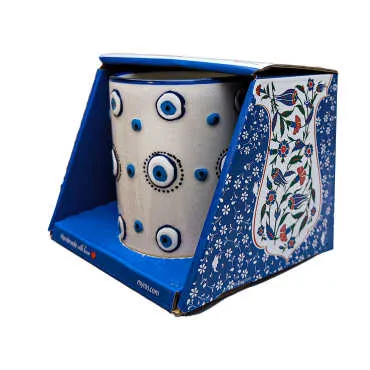 Embossed Ceramic Evil Eye Mug in Gift Box - Standart - 2