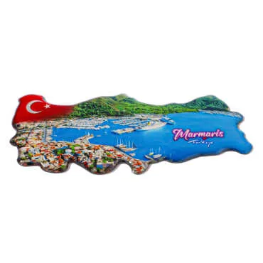 Marmaris Themed Myros Turkey Map Refrigerator Magnet - 6