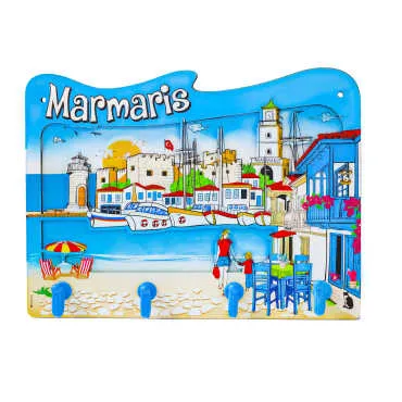 Marmaris Themed Wooden Key Holder Rack
