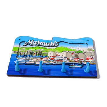Marmaris Themed Wooden Key Holder Rack - 7