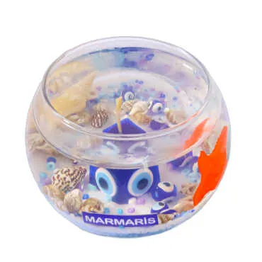 Marmaris Themed Large Round Glass Cup Gel Candle - Standart - 2