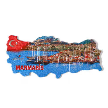 Marmaris Themed Metallic Map Refrigerator Magnet