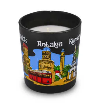 Antalya Themed Glass Candle Holder