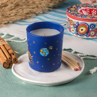 Astronot Temalı Cam Bardak Mum - 4