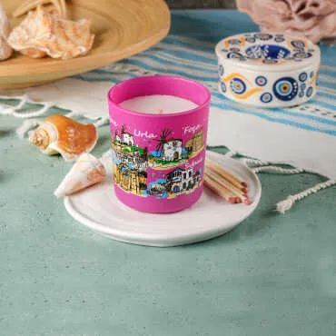 İzmir Themed Glass Candle Holder