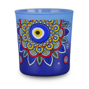 Nazar Temalı Cam Bardak Mum - 5