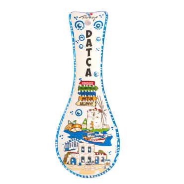 Datça Themed Ceramic Screen Print Spoon Rest