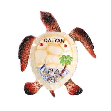 Dalyan Temalı Sedefli Taşlı Polyester Büyük Kaplumbağa Küllük 13.5*12 Cm