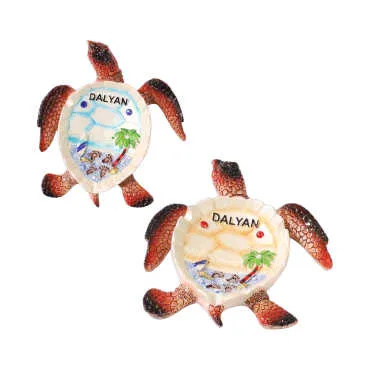 Dalyan Temalı Sedefli Taşlı Polyester Büyük Kaplumbağa Küllük 13.5*12 Cm - 4