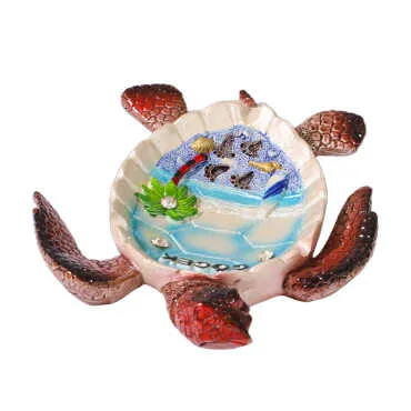Göcek Themed Mother of Pearl Decorative Turtle Ashtray 135x12 cm - 5