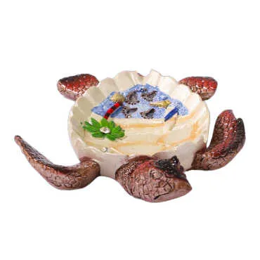 Marmaris Temalı Sedefli Taşlı Polyester Büyük Kaplumbağa Küllük 13.5*12 Cm - 5