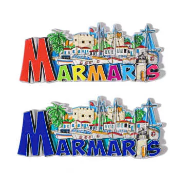 Marmaris Themed Colorful Metal Refrigerator Magnet - 2