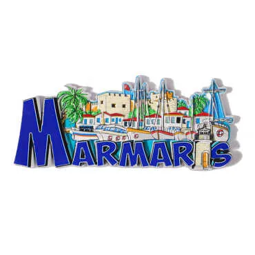 Marmaris Themed Colorful Metal Refrigerator Magnet - 3