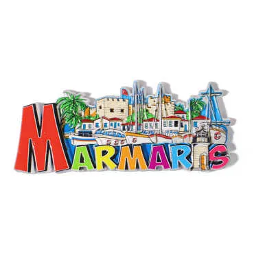 Marmaris Themed Colorful Metal Refrigerator Magnet - 4