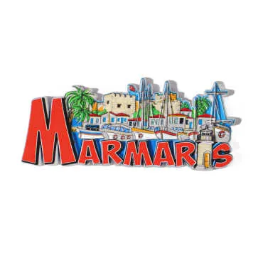 Marmaris Themed Colorful Metal Refrigerator Magnet - 5