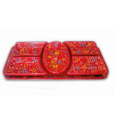 Turkish Ceramic Relief Platter Serving Set of 5 Pcs - 2