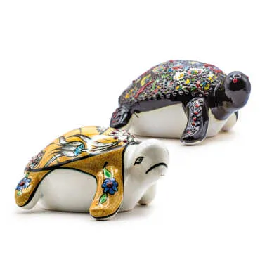 Turkish Ceramics Tezhip Big Size Turtle Figurine - 2