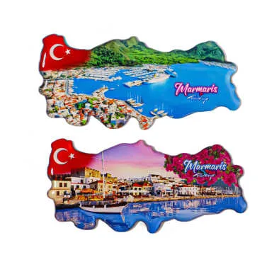 Marmaris Themed Myros Turkey Map Refrigerator Magnet - 2