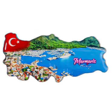 Marmaris Themed Myros Turkey Map Refrigerator Magnet - 3