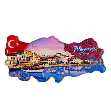 Marmaris Themed Myros Turkey Map Refrigerator Magnet - 4