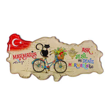 Marmaris Themed Myros Turkey Map Refrigerator Magnet - 5