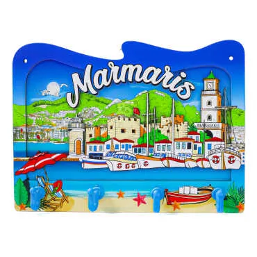 Marmaris Themed Wooden Key Holder Rack - 2