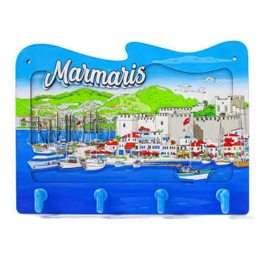 Marmaris Themed Wooden Key Holder Rack - 3